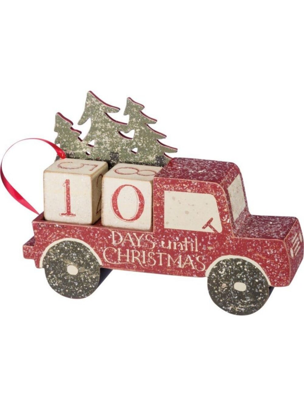 Nordic Countdown Block Decor - Rustic 9"x3.5"x6.5" Home Accent for Holidays